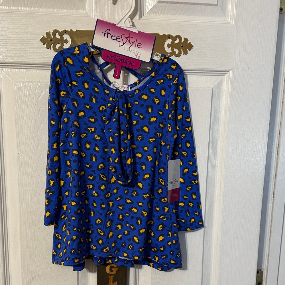 Freestyle girls leopard long sleeve dress with matching headband; size: various
